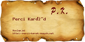 Perci Karád névjegykártya